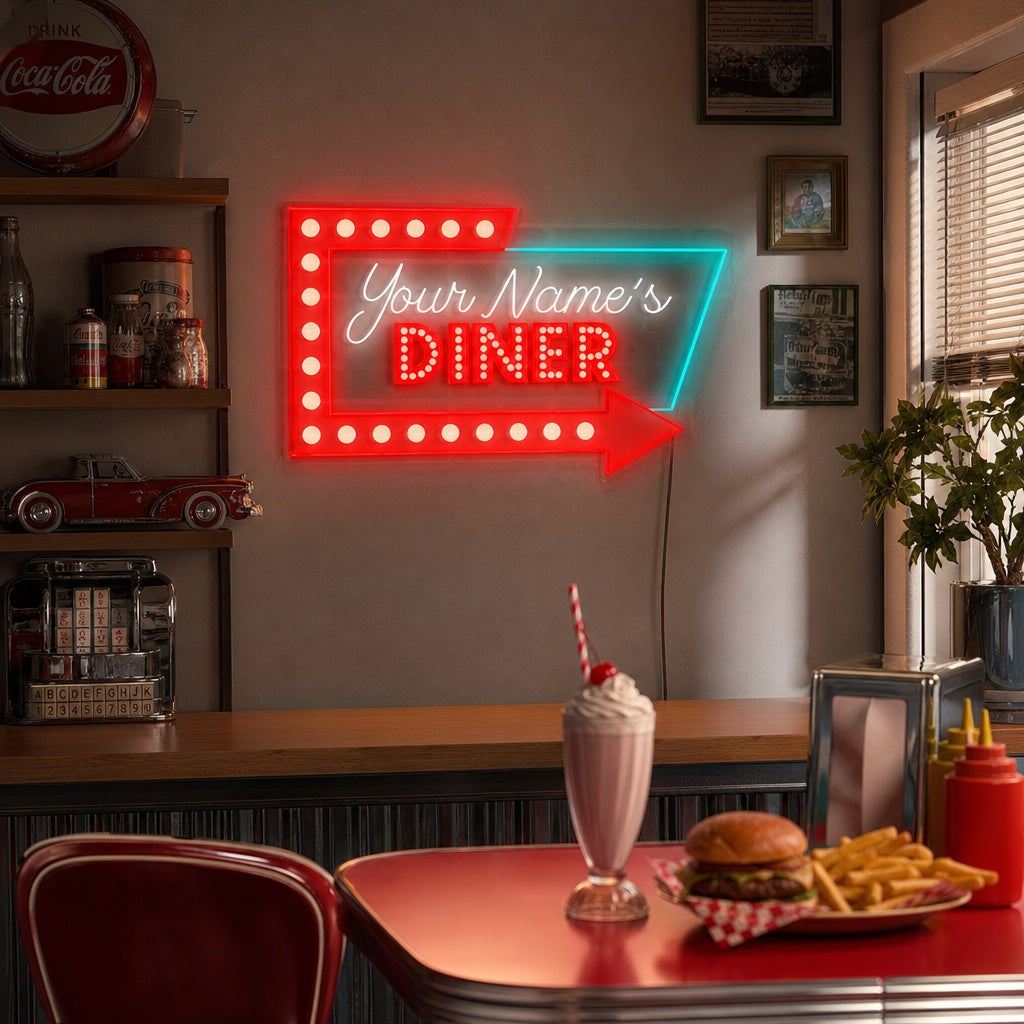 "Egendefinert Diner-logo" Neonskilt