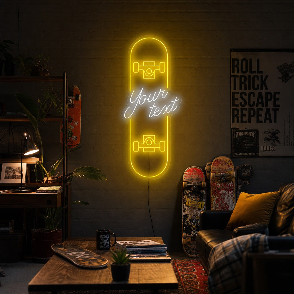 "Tilpasset skateboard" Neonskilt