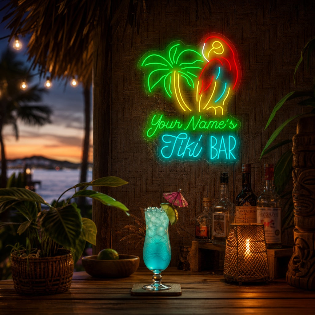 "Custom Tiki Bar" Neonskilt