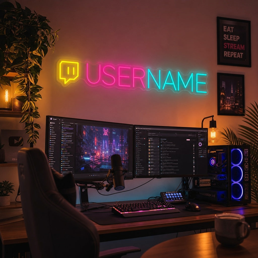 "Egendefinert Twitch-logo" Neonskilt