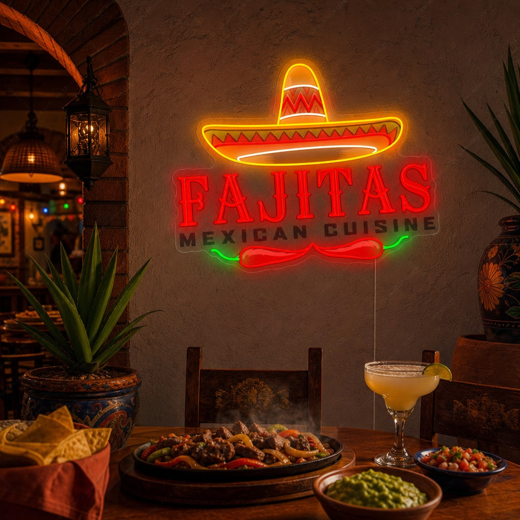 "Fajitas Mexican Cuisine" Neonskilt