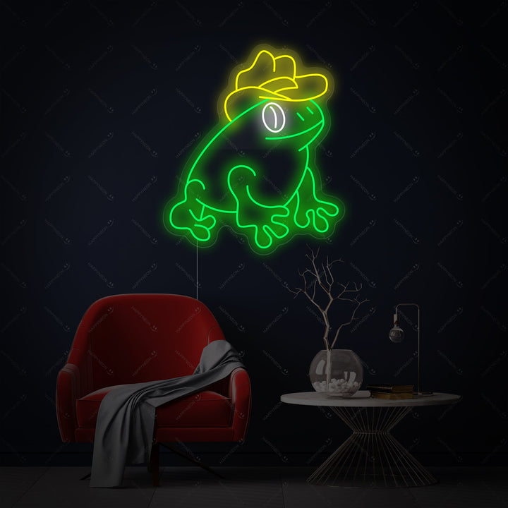 "Frosk Med Cowboyhatt" Neonskilt