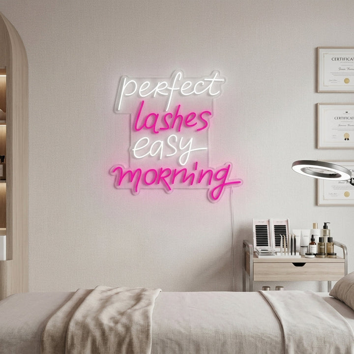 "Perfect Lashes Easy Morning" Neonskilt