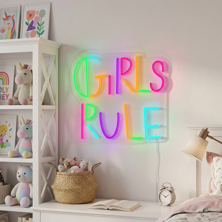 "Girls Rule, Dekor Til Barnerommet" Neonskilt