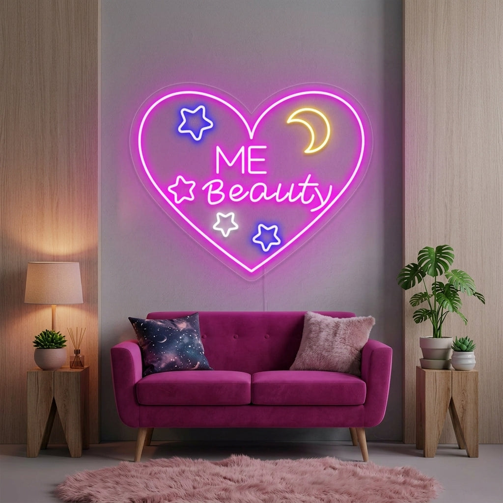 "Hjerte, Kjærlighet, Me Beauty" Neonskilt