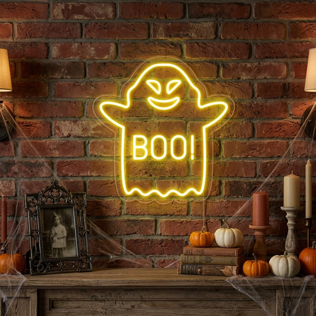 "Boo Spøkelse" Neonskilt