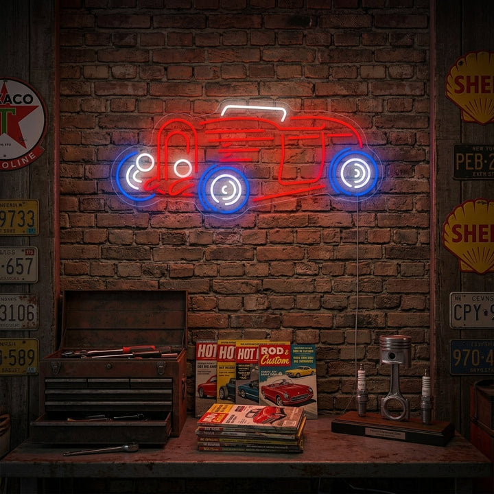 "Bil Hot Rod" Neonskilt