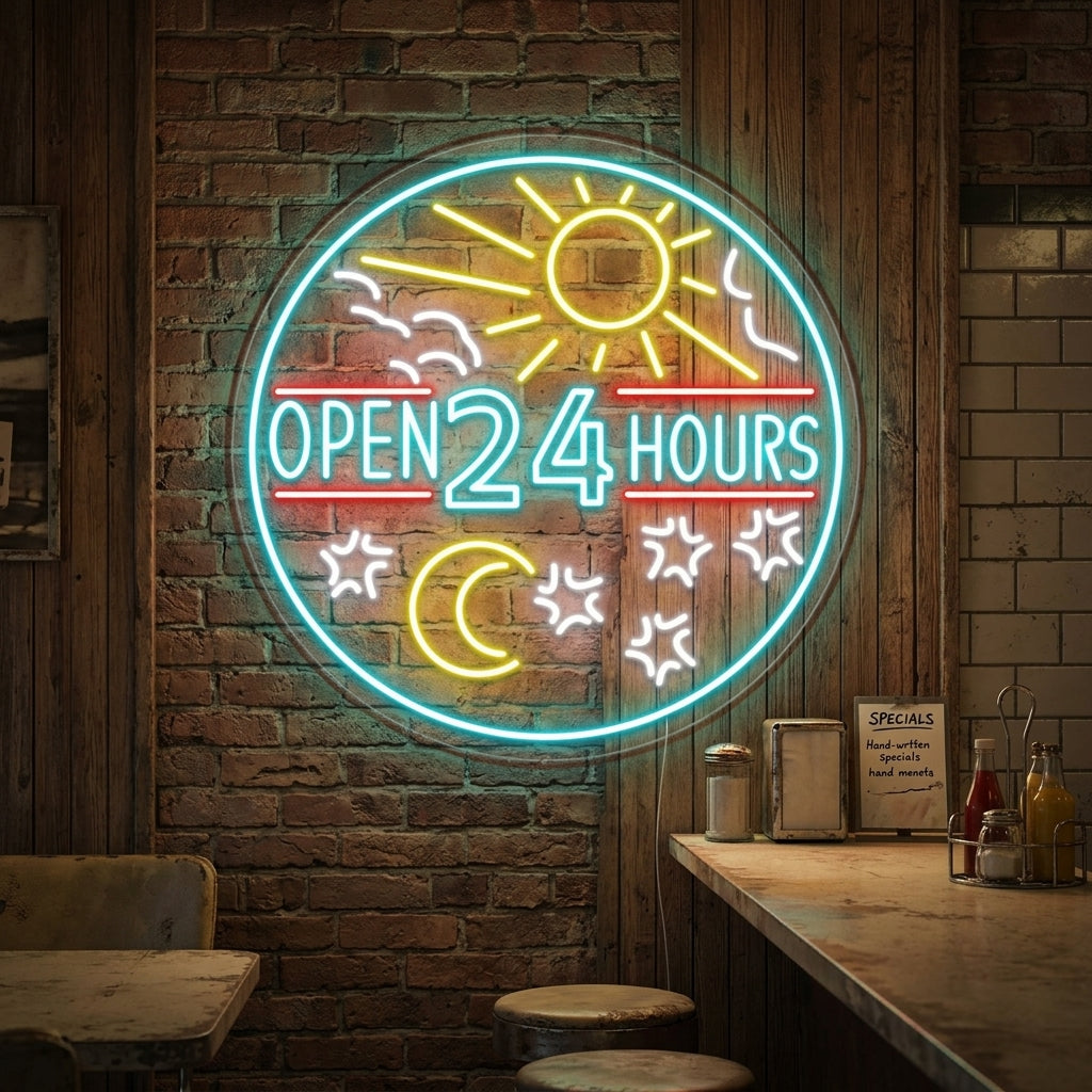 "Open 24 Hours" Neonskilt