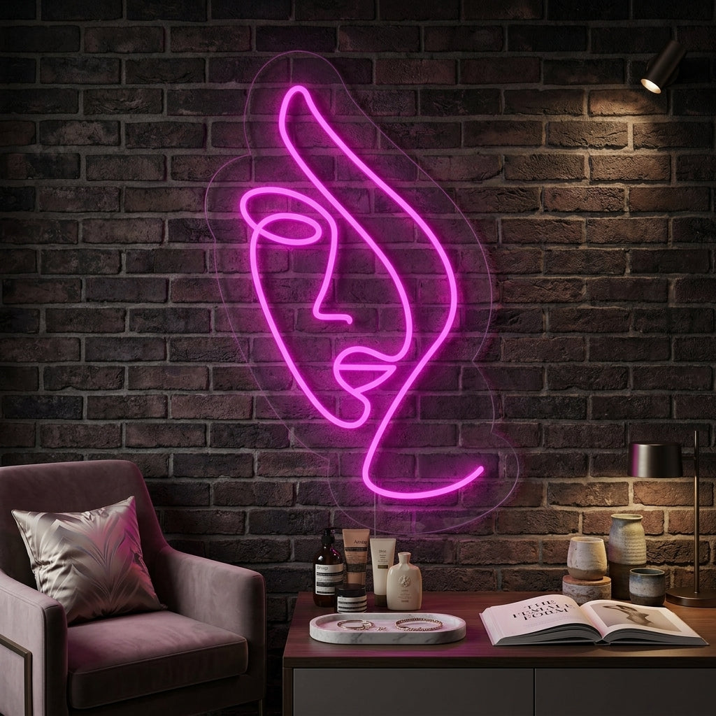 "Abstrakt Dameansikt" Neonskilt