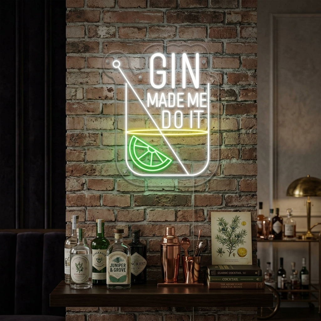 "Gin Made Me Do it Bar" Neonskilt