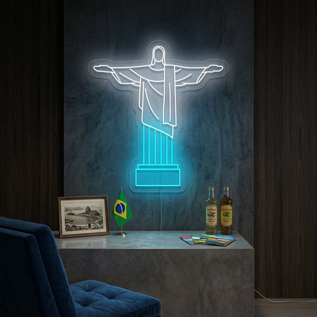"Brasil Kristus Frigjøreren" Neonskilt