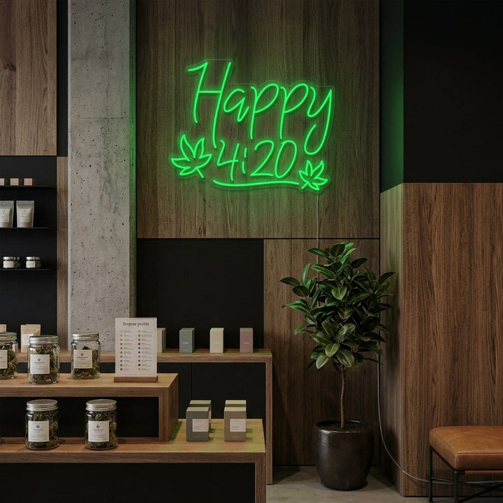 "Happy 420 Marihuana" Neonskilt
