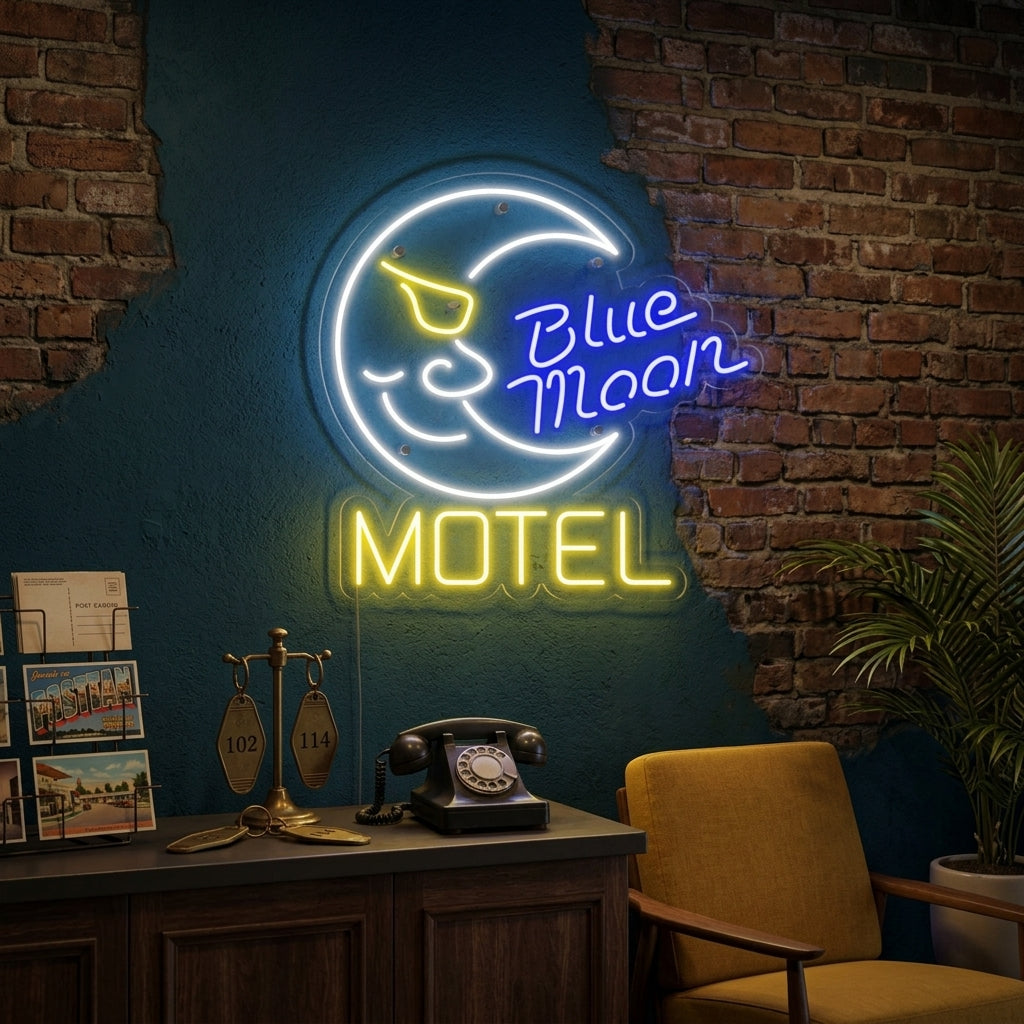 "Blue Moon Motel, Hotell" Neonskilt