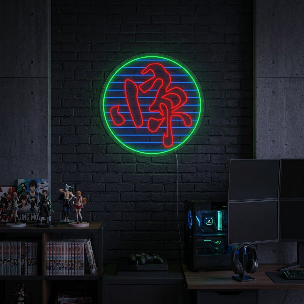"Kanji Symbol Jing Film" Neonskilt