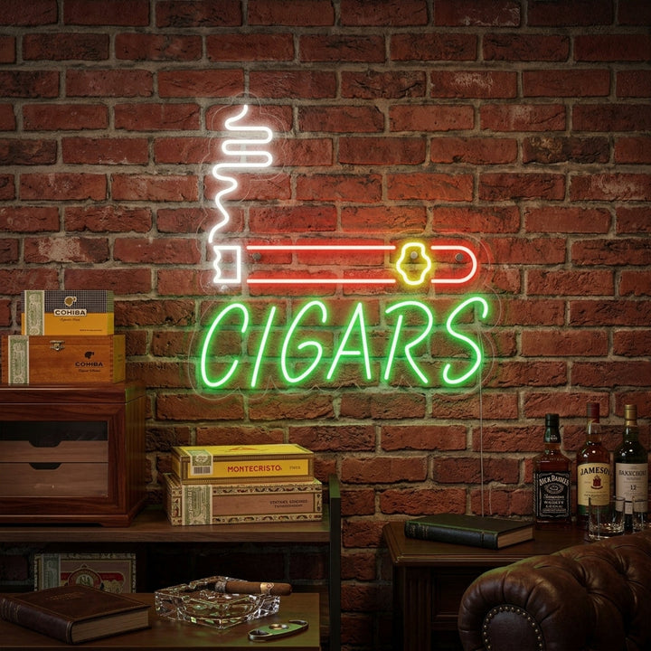 "Cigars, sigarbutikk" Neonskilt