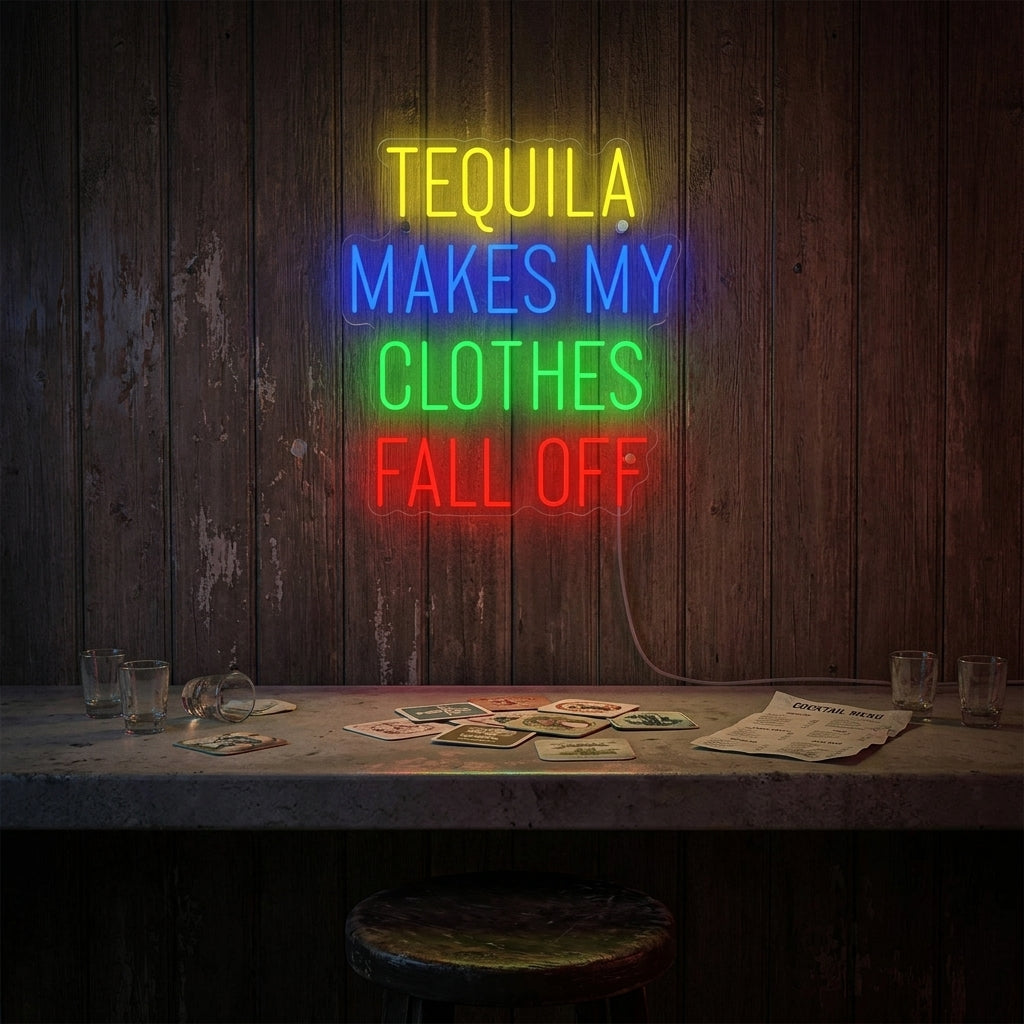 "Tequila Makes My Clothes Fall Off" Neonskilt