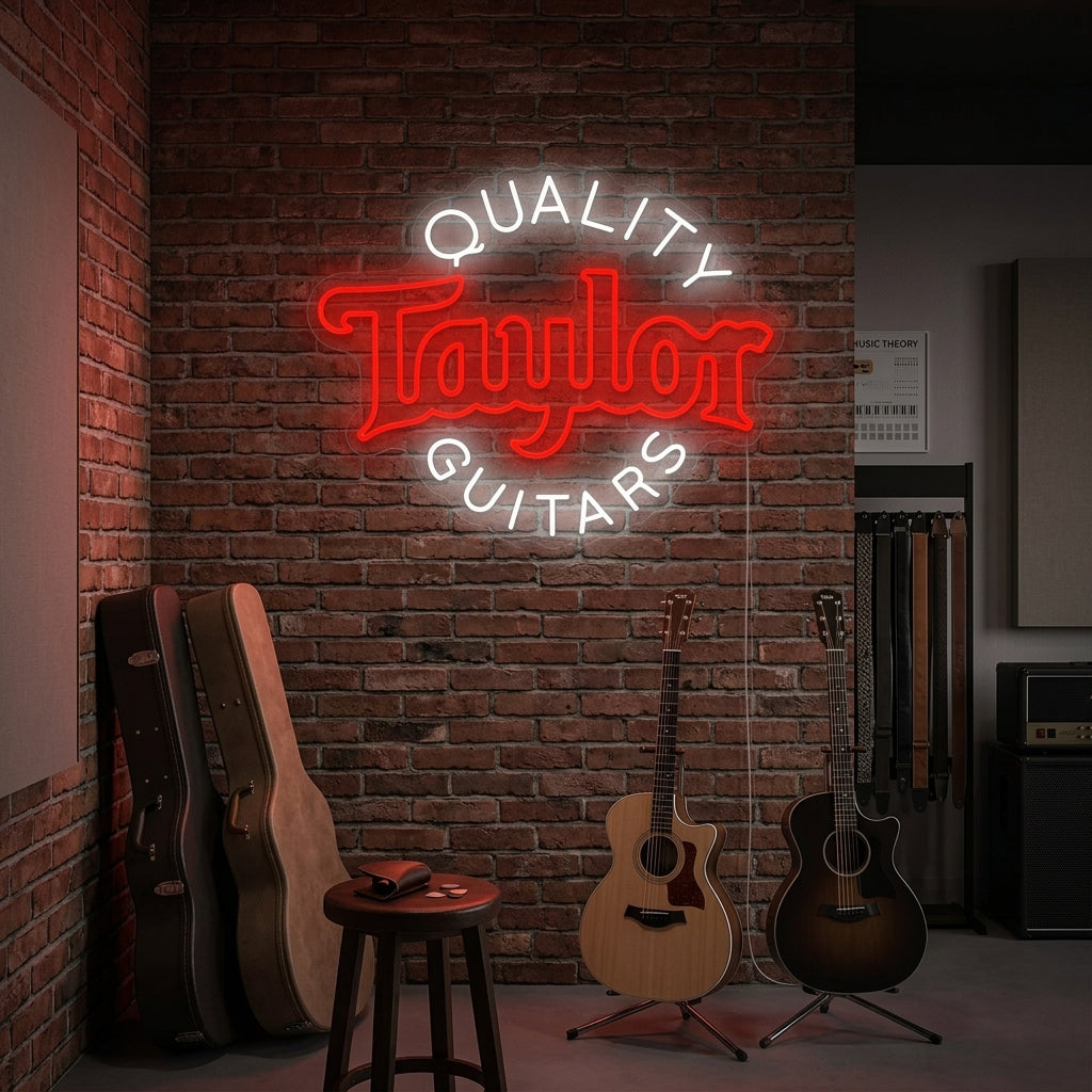 "Quality Taylor Guitars" Neonskilt