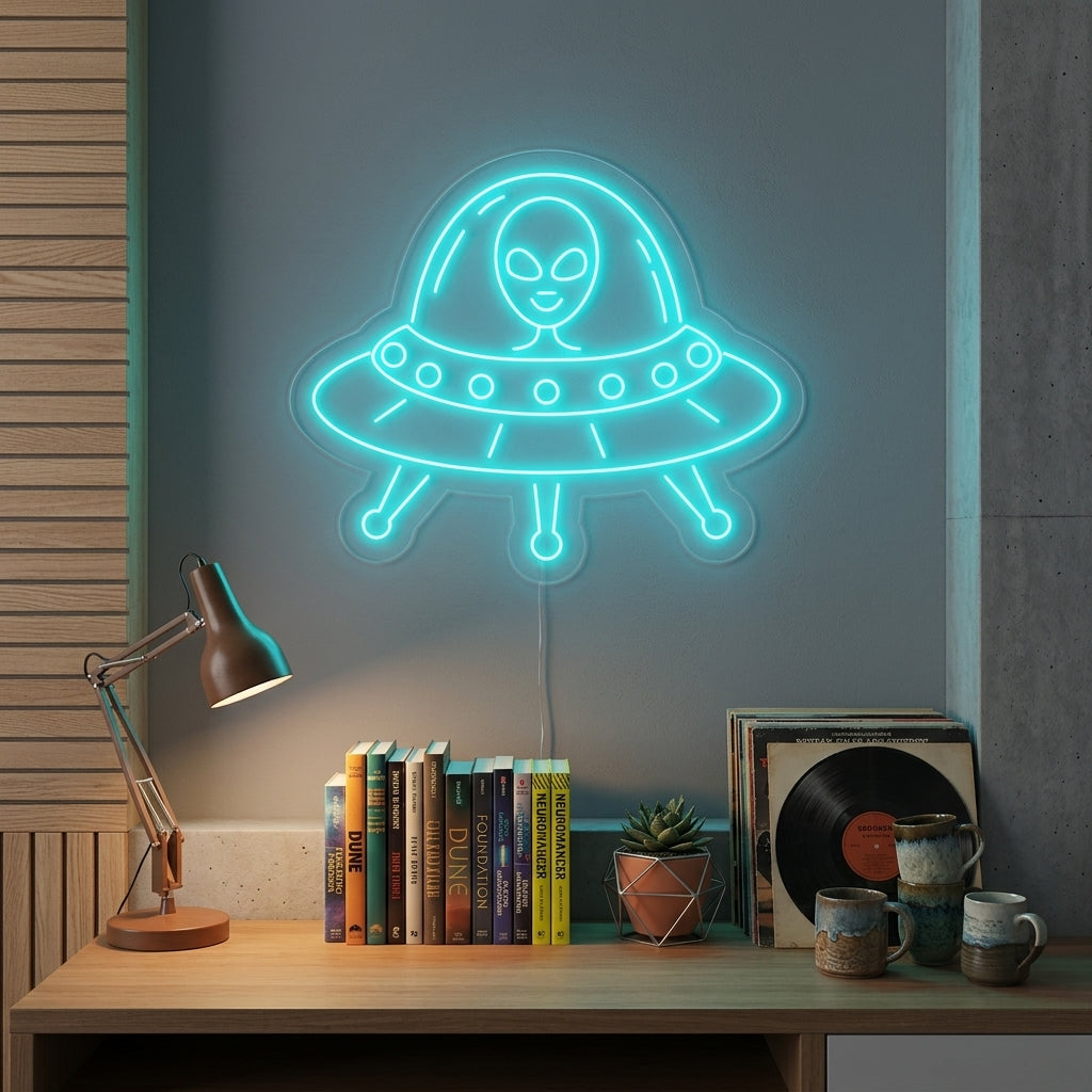 "Utenomjordisk UFO" Neonskilt