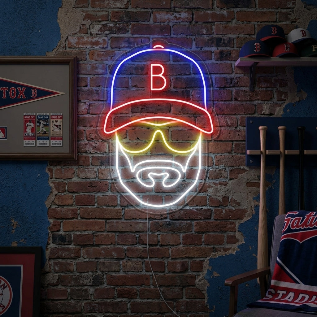"Baseballmann Med Hatt" Neonskilt