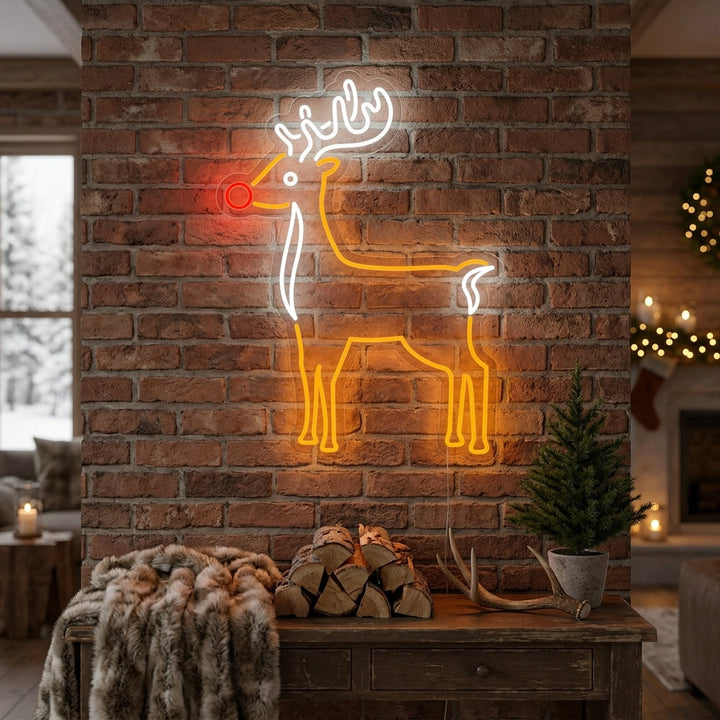 "Søt Reinsdyr Julepynt" Neonskilt