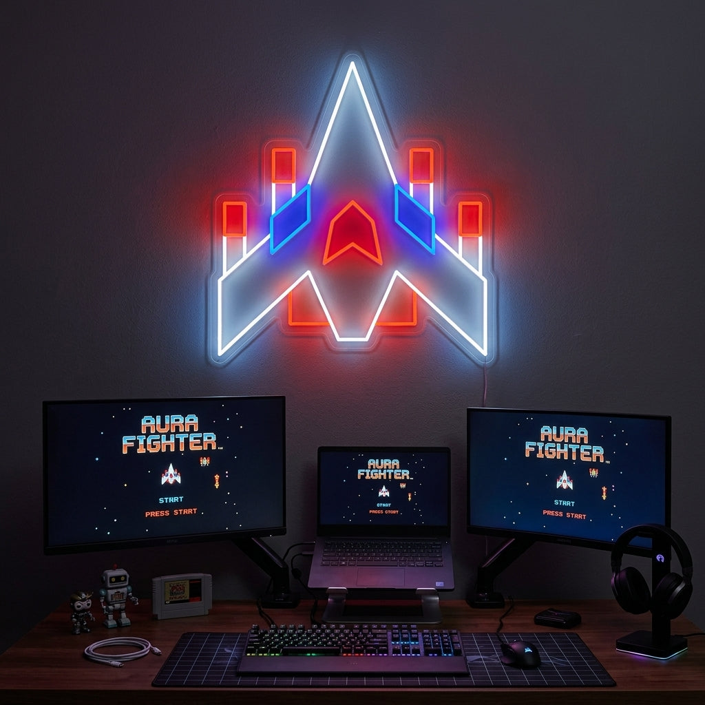"Arcade romskip" Neonskilt