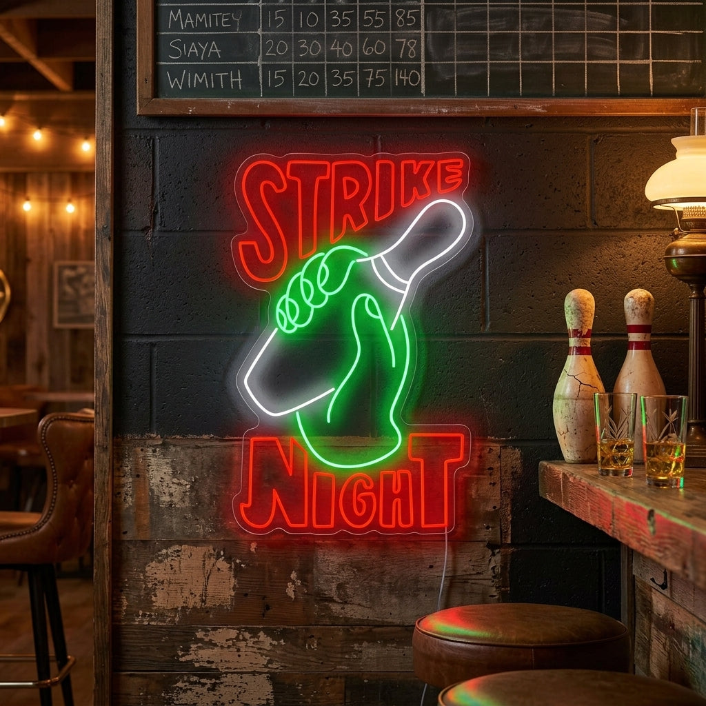 "Strike Night Bowling " Neonskilt