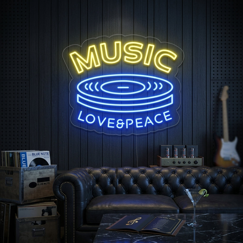 "Music Love Peace" Neonskilt