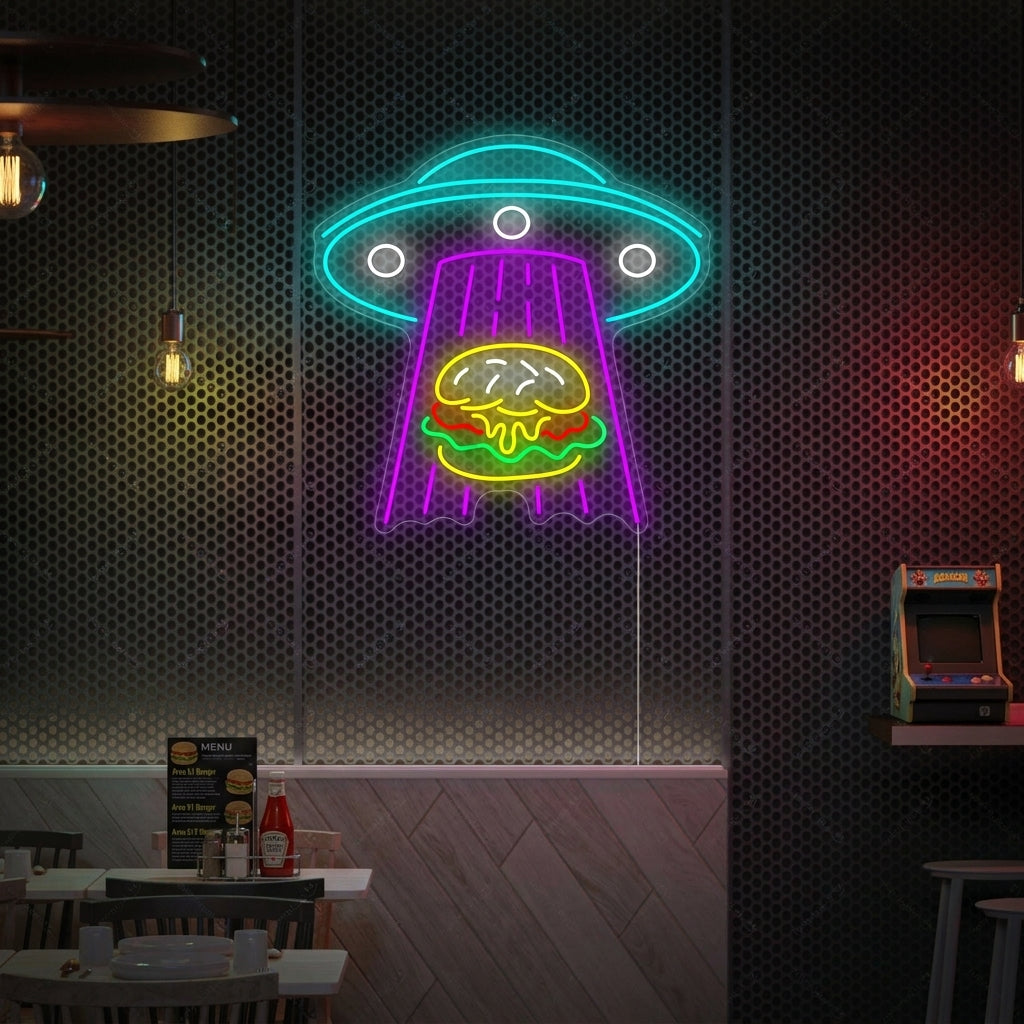 "Ufo Kidnapping Burger" Neonskilt