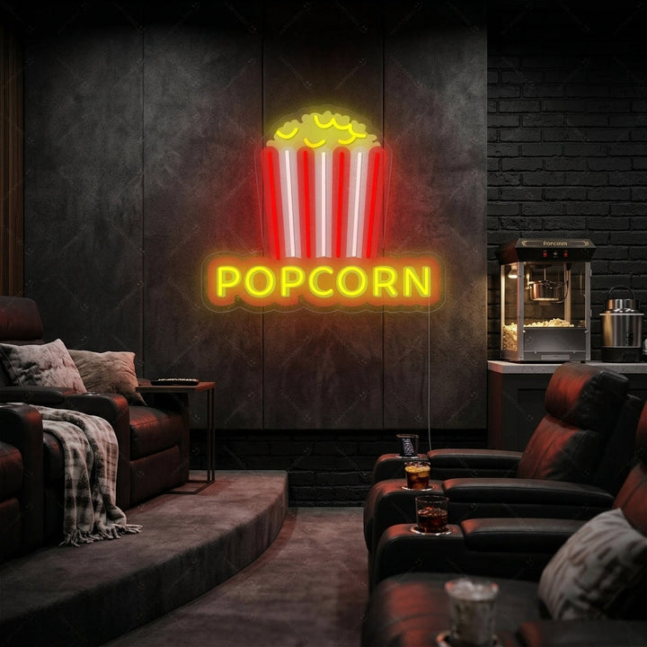 "Sprø popcorn" Neonskilt