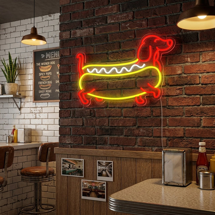 "Dachshund Hotdog" Neonskilt