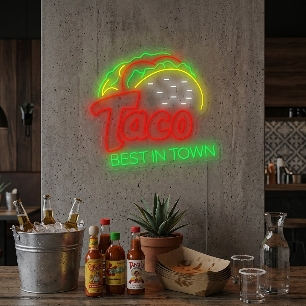 "Taco Best In Town" Neonskilt