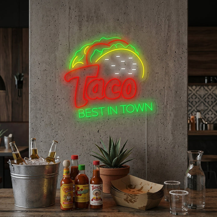 "Taco Best In Town" Neonskilt