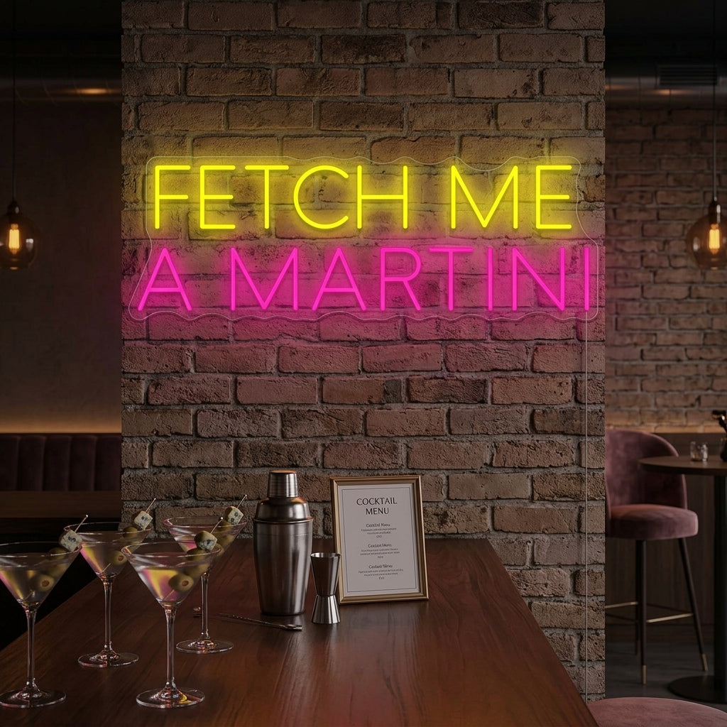 "Fetch Me A Martini" Neonskilt