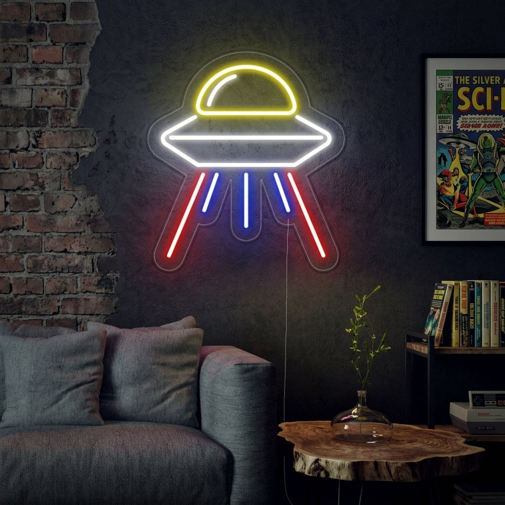 "Utenomjordisk Romskip" Neonskilt
