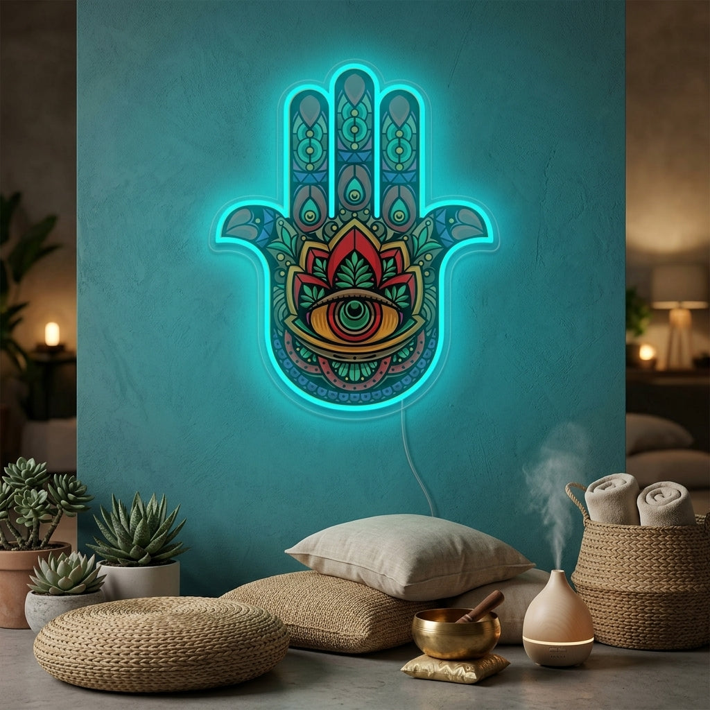 "Hamsa Hand And UV Print" Neonskilt