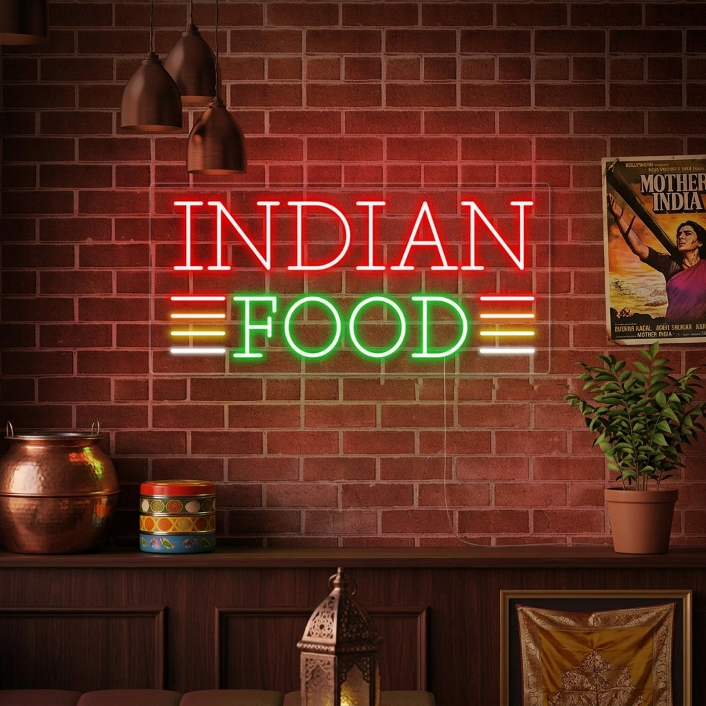 "INDIAN FOOD" Neonskilt