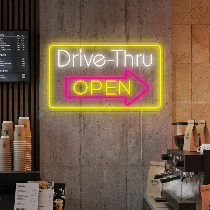 "Drive Thru Open" Neonskilt