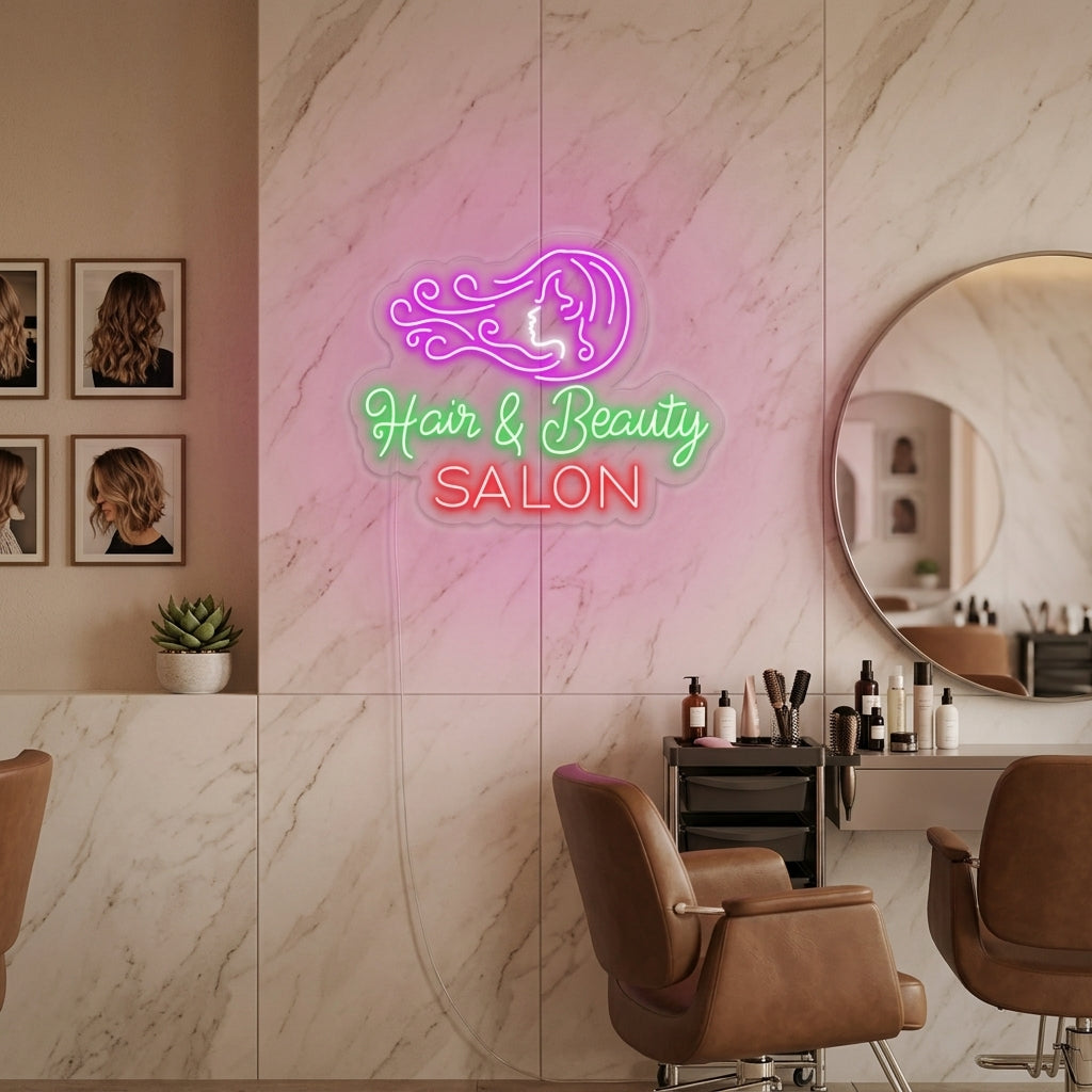 "Hair Salon Hair Beauty Salon" Neonskilt