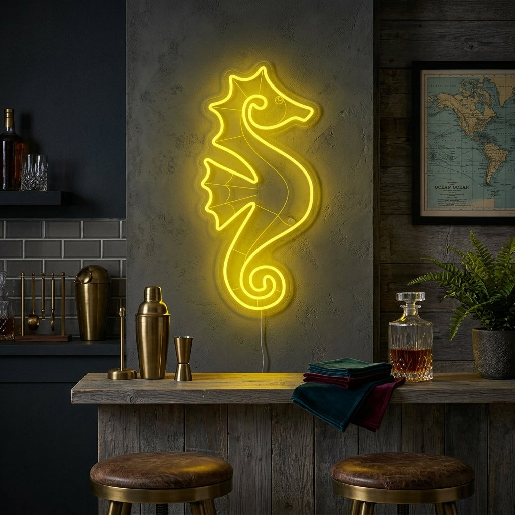 "Sjøhest" Neonskilt