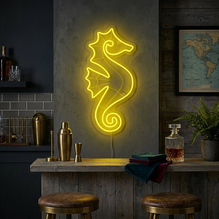 "Sjøhest" Neonskilt