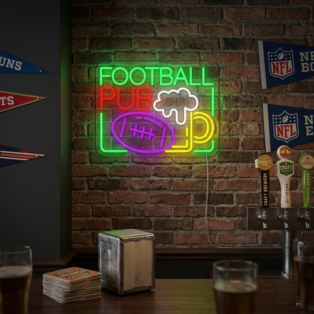 "Øl, Football pub" Neonskilt
