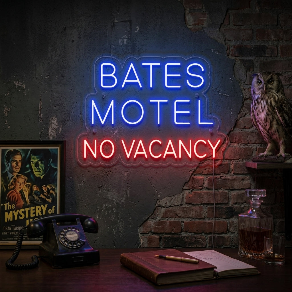 "Bates Motel No Vacancy" Neonskilt