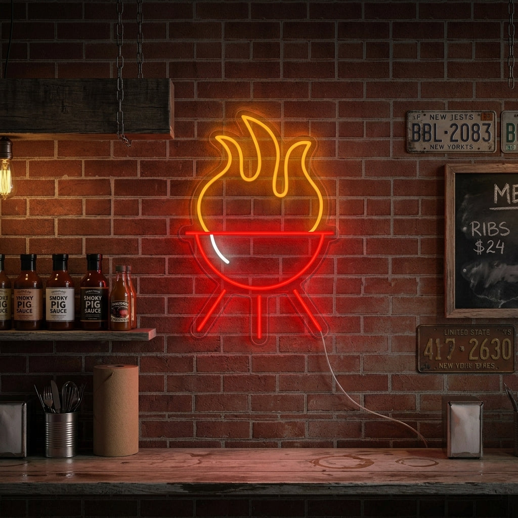 "Grillrestaurant Og Grilling" Neonskilt