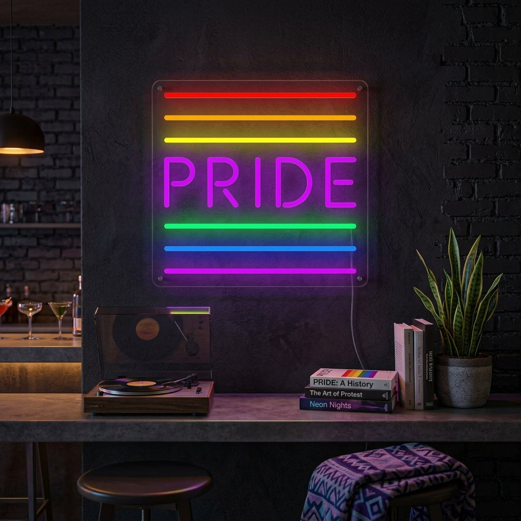 "LGBT, PRIDE, Regnbueflagg" Neonskilt