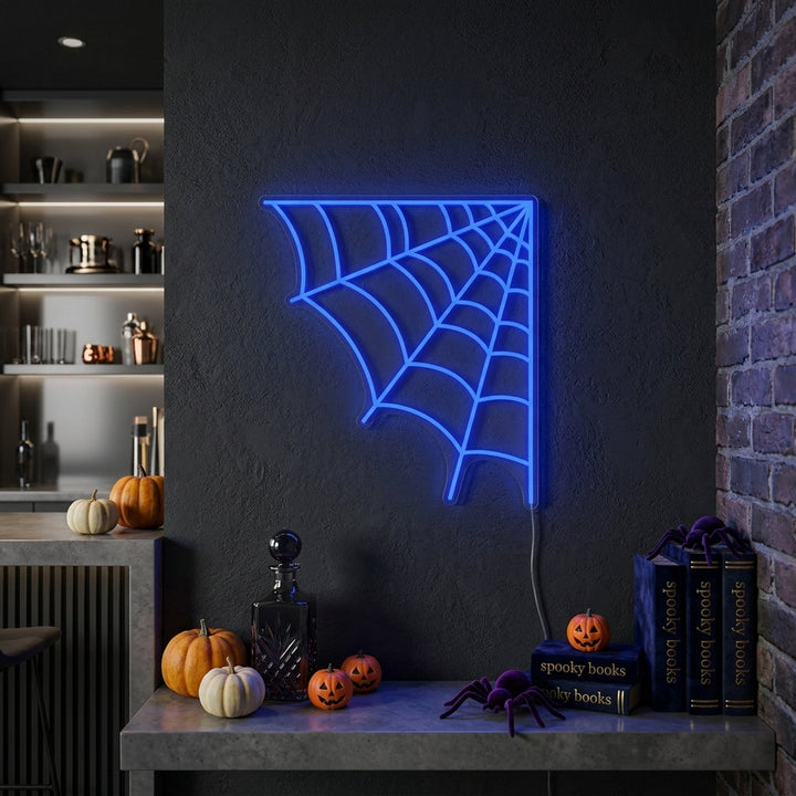 "Halloween Edderkoppnett" Neonskilt