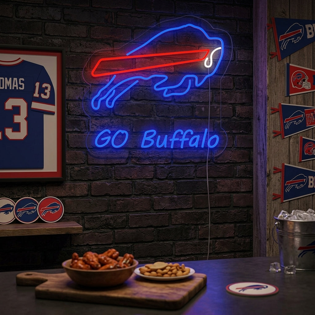 "Go Buffalo, Okse" Neonskilt