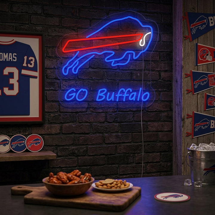 "Go Buffalo, Okse" Neonskilt