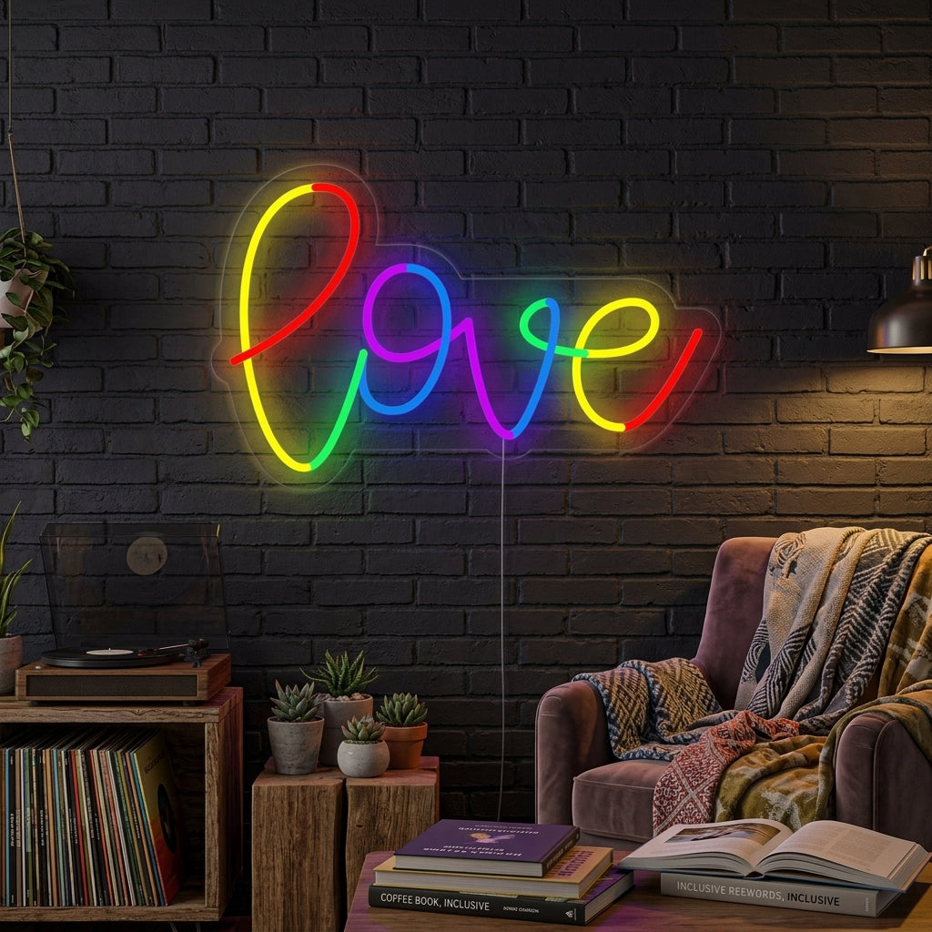 "LGBT, Regnbue, LOVE" Neonskilt