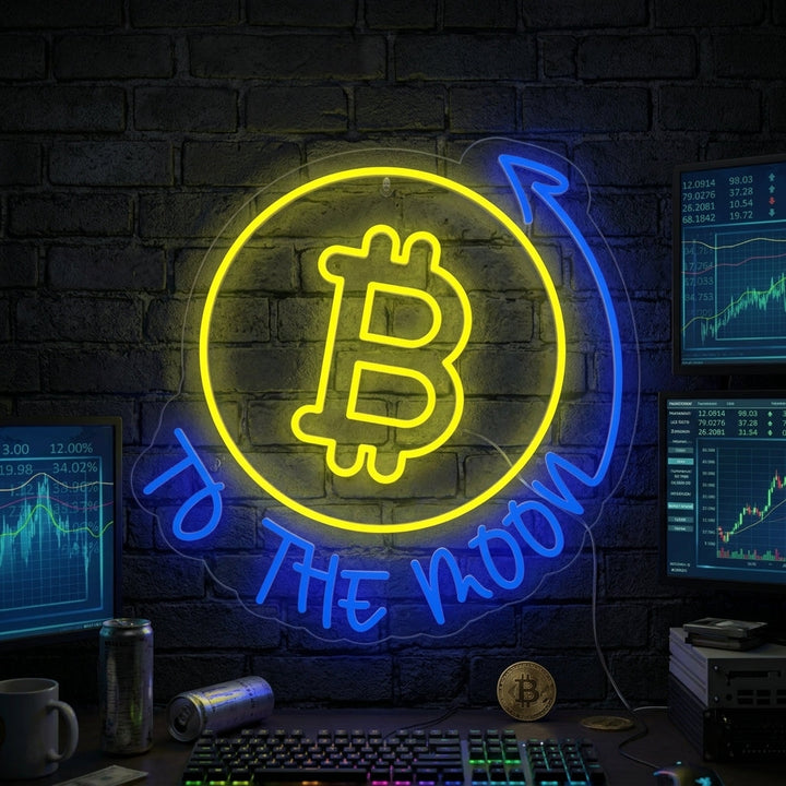 "Bitcoin to the Moon" Neonskilt