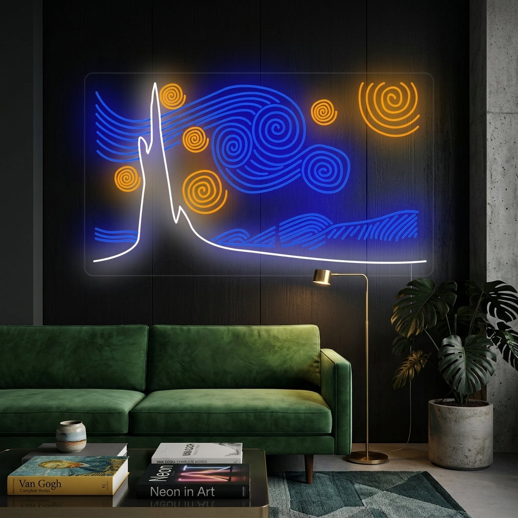 "Stjernenatt Vincent Van Gogh" Neonskilt